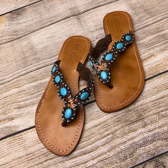 Mystique Boutique Shoes - Anthropologie Mystique Beaded Sandals EUC